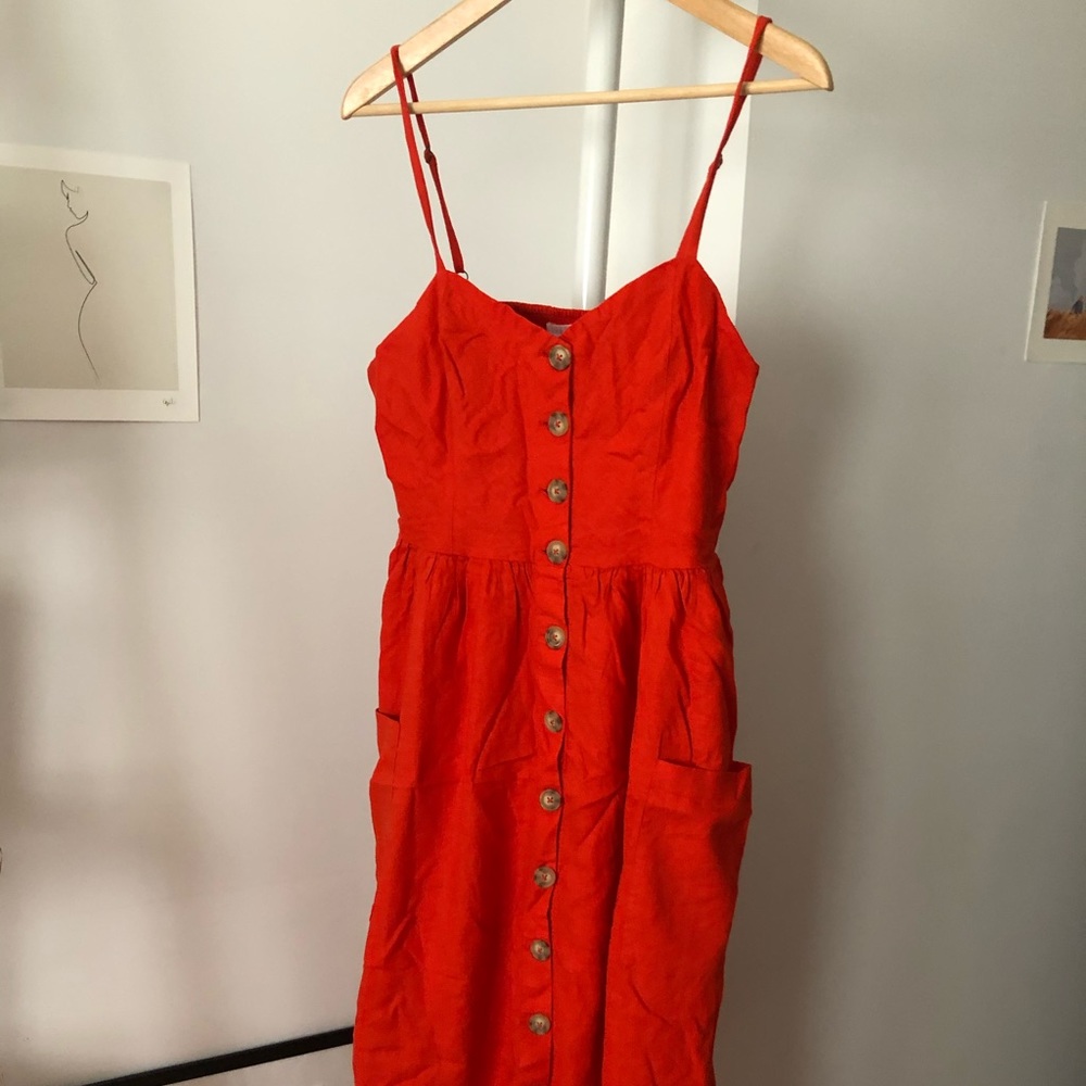 UO Bright red midi/maxi dress